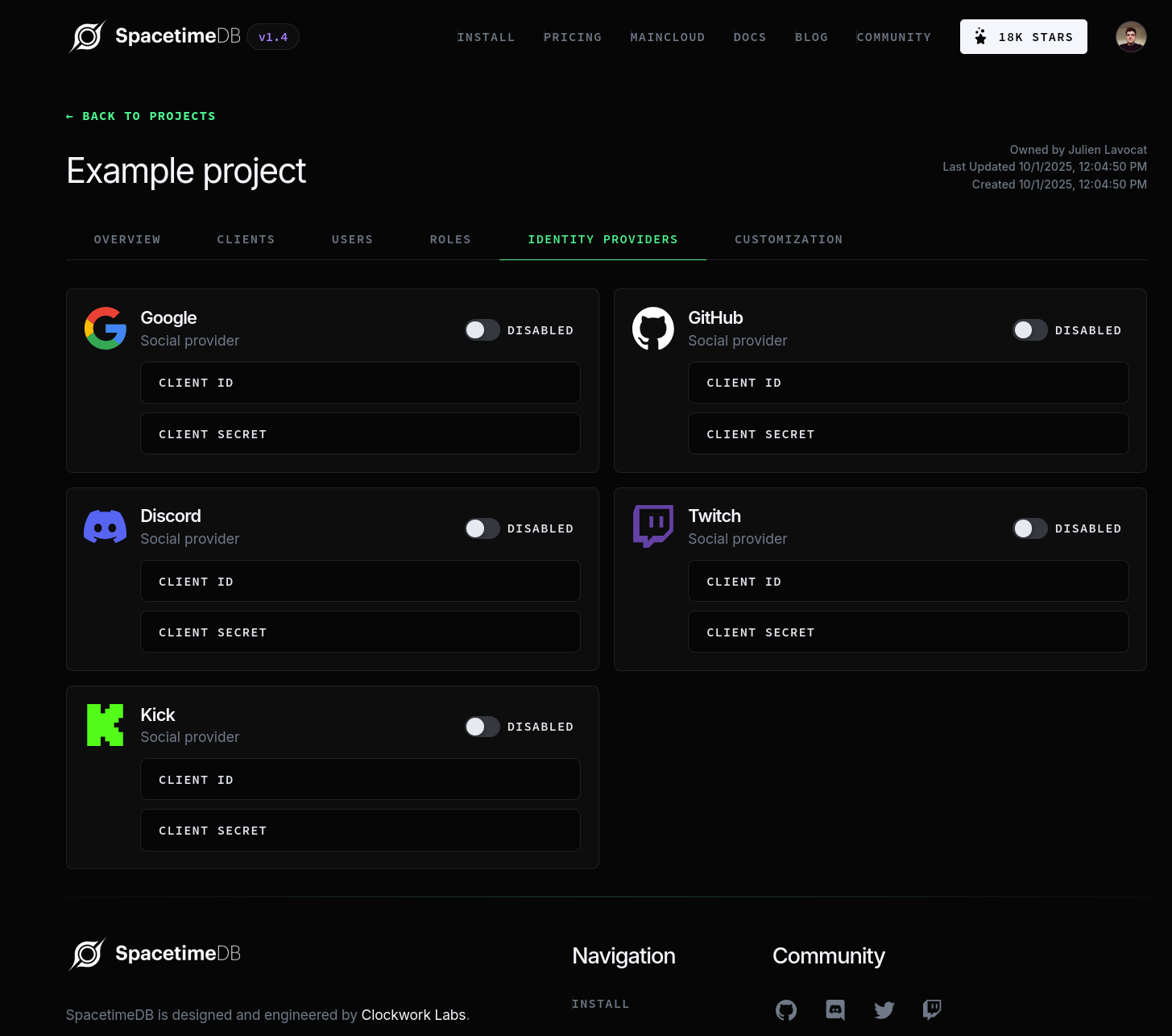 Identity Providers tab