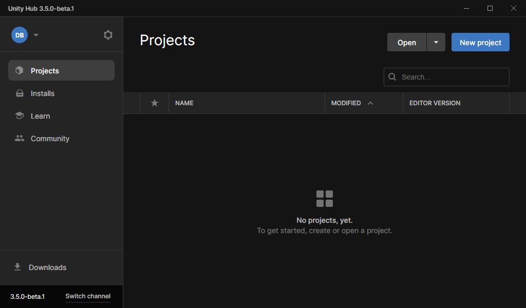 Unity Hub New Project