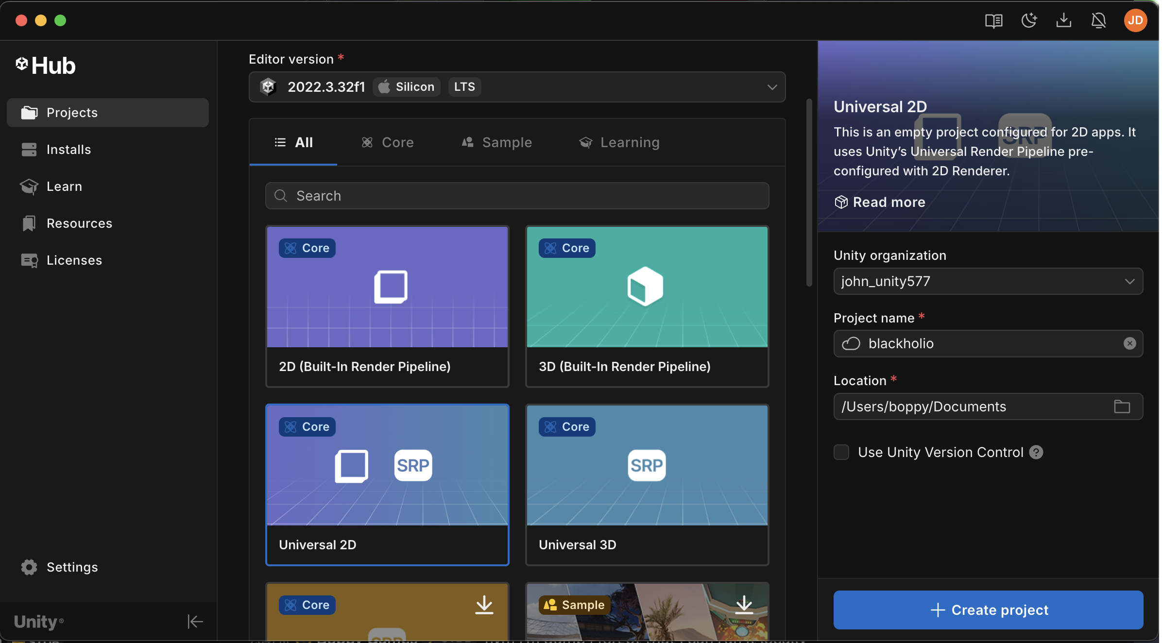 Universal 2D Template